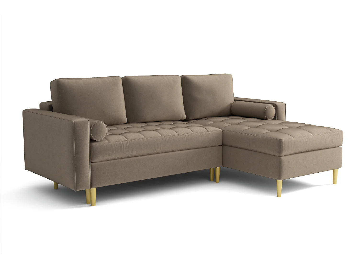 Hoekbank rechts MONZA met slaapfunctie 246x172 cm – bruin Monolith 15