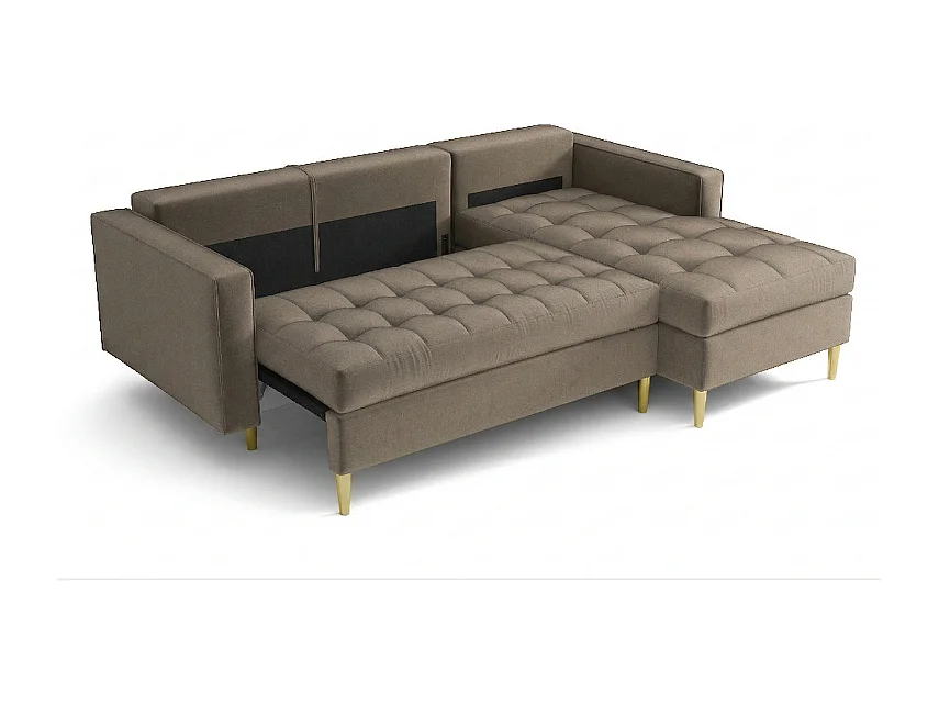 Hoekbank rechts MONZA met slaapfunctie 246x172 cm – bruin Monolith 15