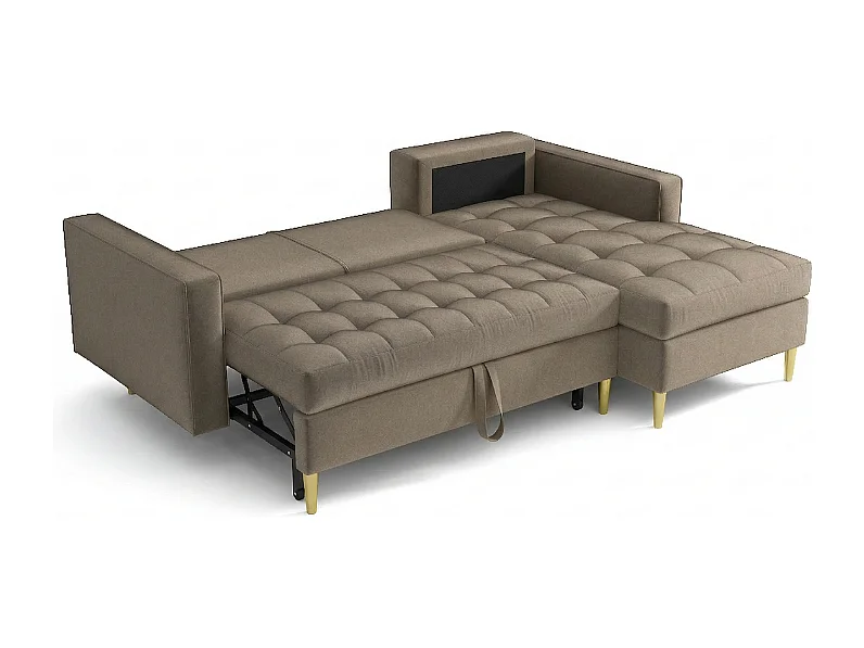 Hoekbank rechts MONZA met slaapfunctie 246x172 cm – bruin Monolith 15