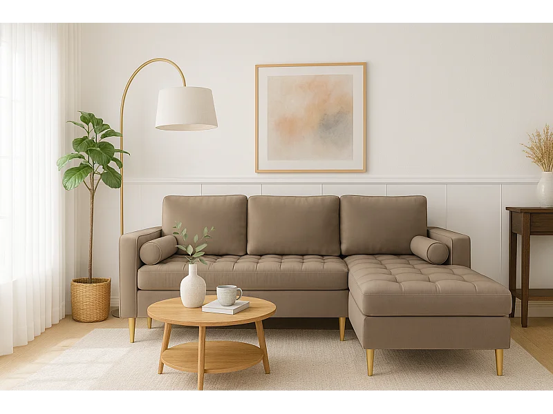 Narożnik prawy rozkładany Monza 246x172 cm z funkcją spania - brązowy Monolith 15