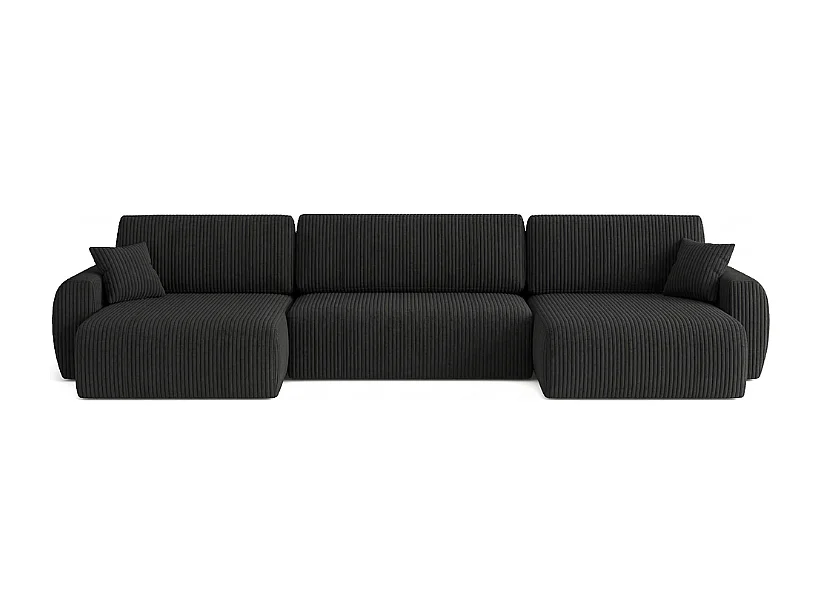 Stylowy narożnik rozkładany  ARIEL U 342x142x87 cm w tkaninie Velo 19 czarnej