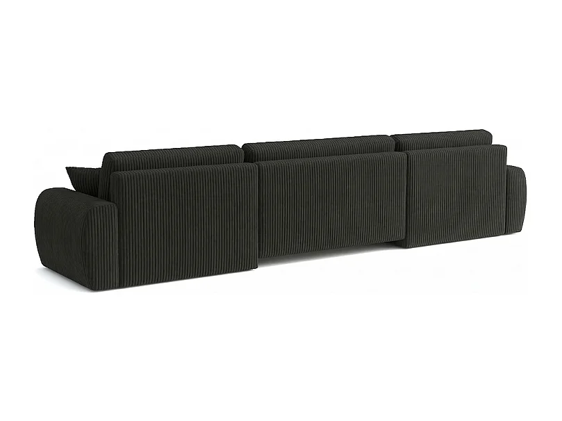 Stylowy narożnik rozkładany  ARIEL U 342x142x87 cm w tkaninie Velo 19 czarnej