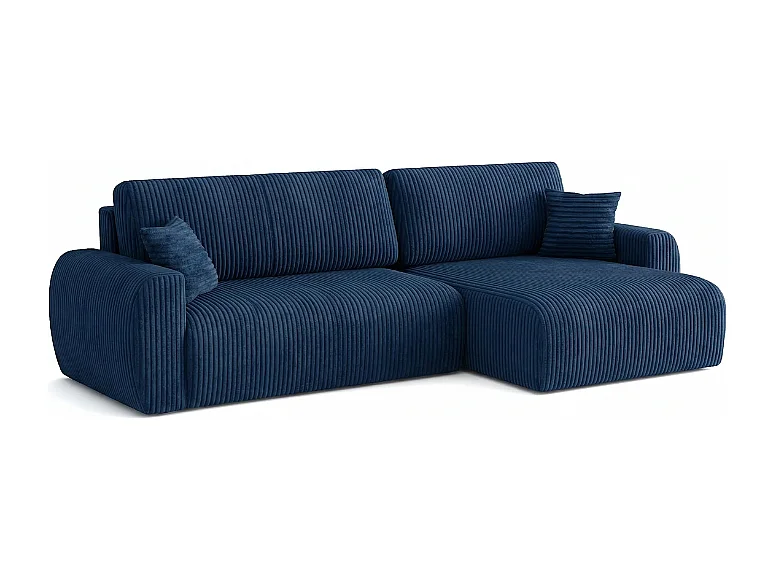 ARIEL L – Ecksofa rechts 250x142x87 cm, Stoff Velo 88 Marineblau, mit Schlaffunktion