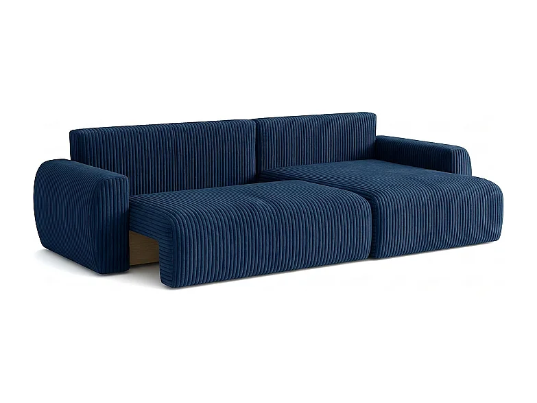 ARIEL L – Ecksofa rechts 250x142x87 cm, Stoff Velo 88 Marineblau, mit Schlaffunktion