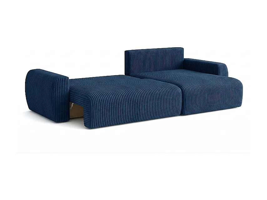 ARIEL L – Ecksofa rechts 250x142x87 cm, Stoff Velo 88 Marineblau, mit Schlaffunktion