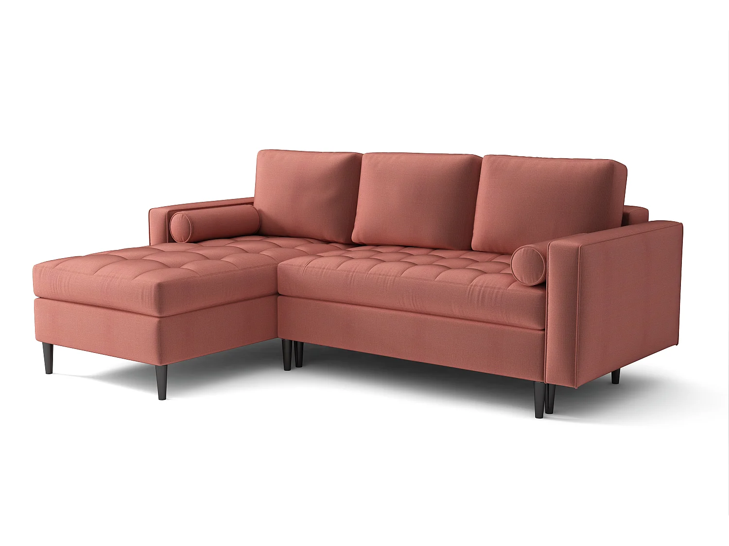 Hoekbank links MONZA met slaapfunctie 246x172 cm –  roze  Monolith 63