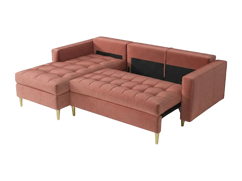 Hoekbank links MONZA met slaapfunctie 246x172 cm –  roze  Monolith 63