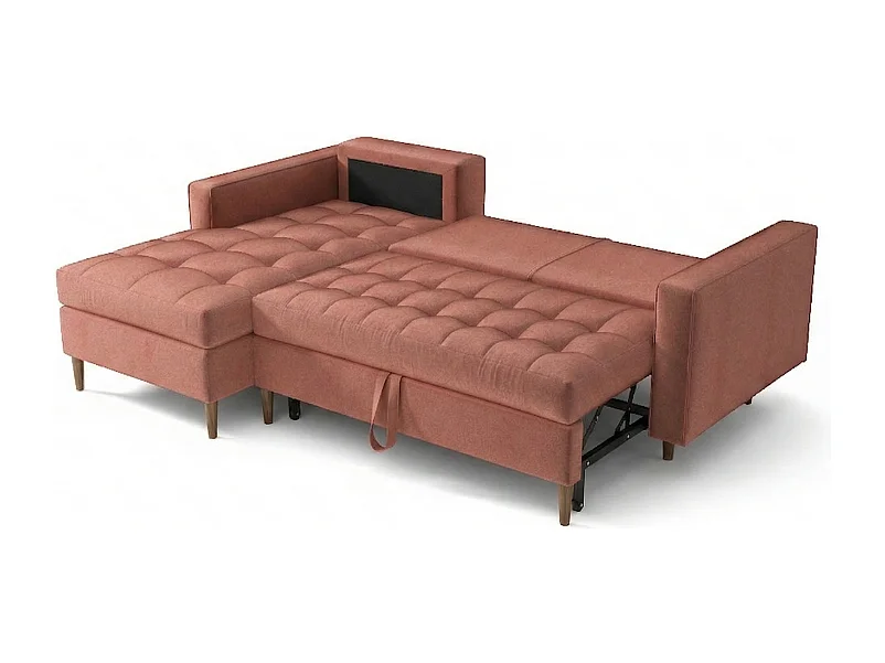 Hoekbank links MONZA met slaapfunctie 246x172 cm –  roze  Monolith 63