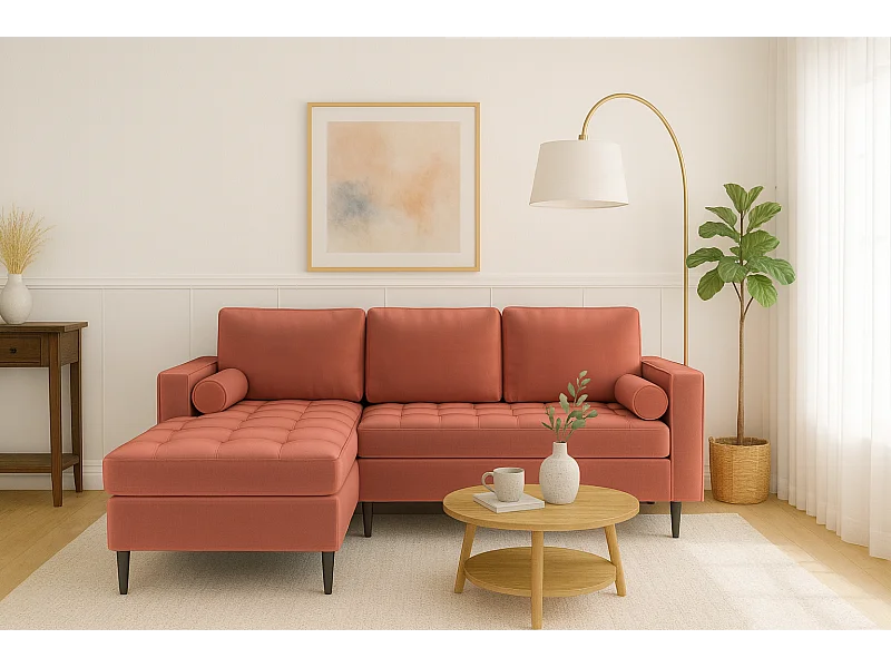 Schlafsofa-Eckcouch links MONZA 246x172 cm –  rosa Monolith 63