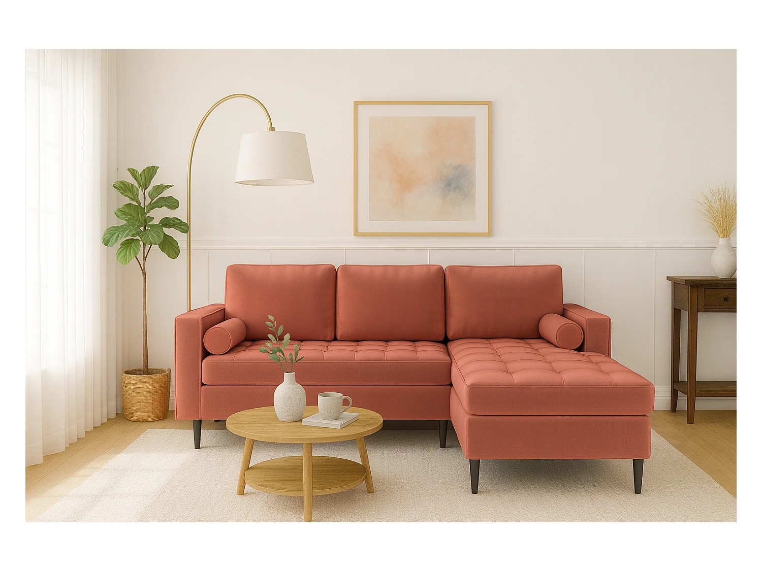 Schlafsofa-Eckcouch rechts MONZA 246x172 cm – rosa Monolith  63