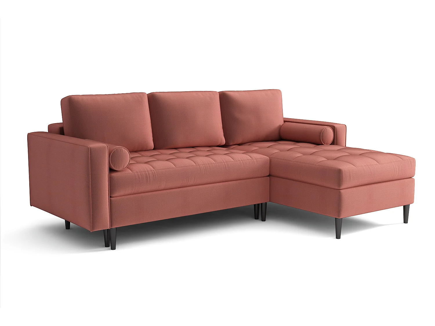 Canapé d’angle droit convertible MONZA 246x172 cm –  rose Monolith  63