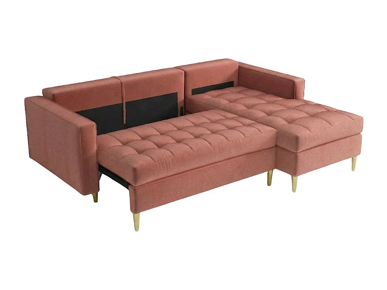 Canapé d’angle droit convertible MONZA 246x172 cm –  rose Monolith  63