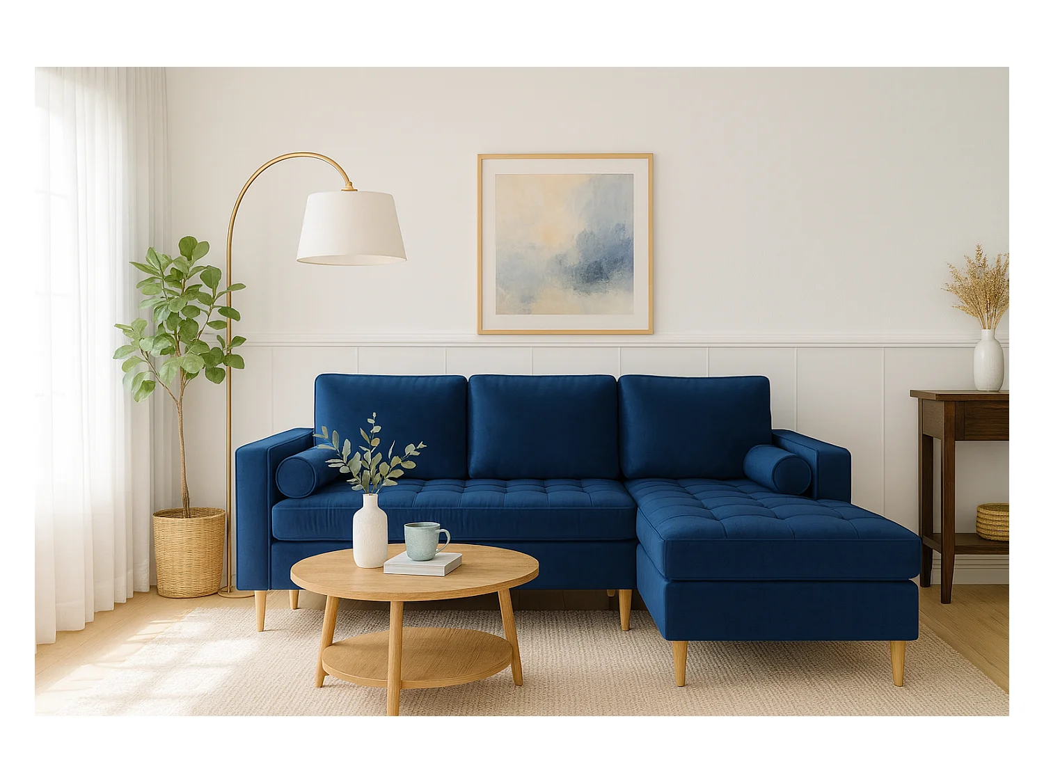 Hoekbank rechts MONZA met slaapfunctie 246x172 cm – marineblauw Monolith 77