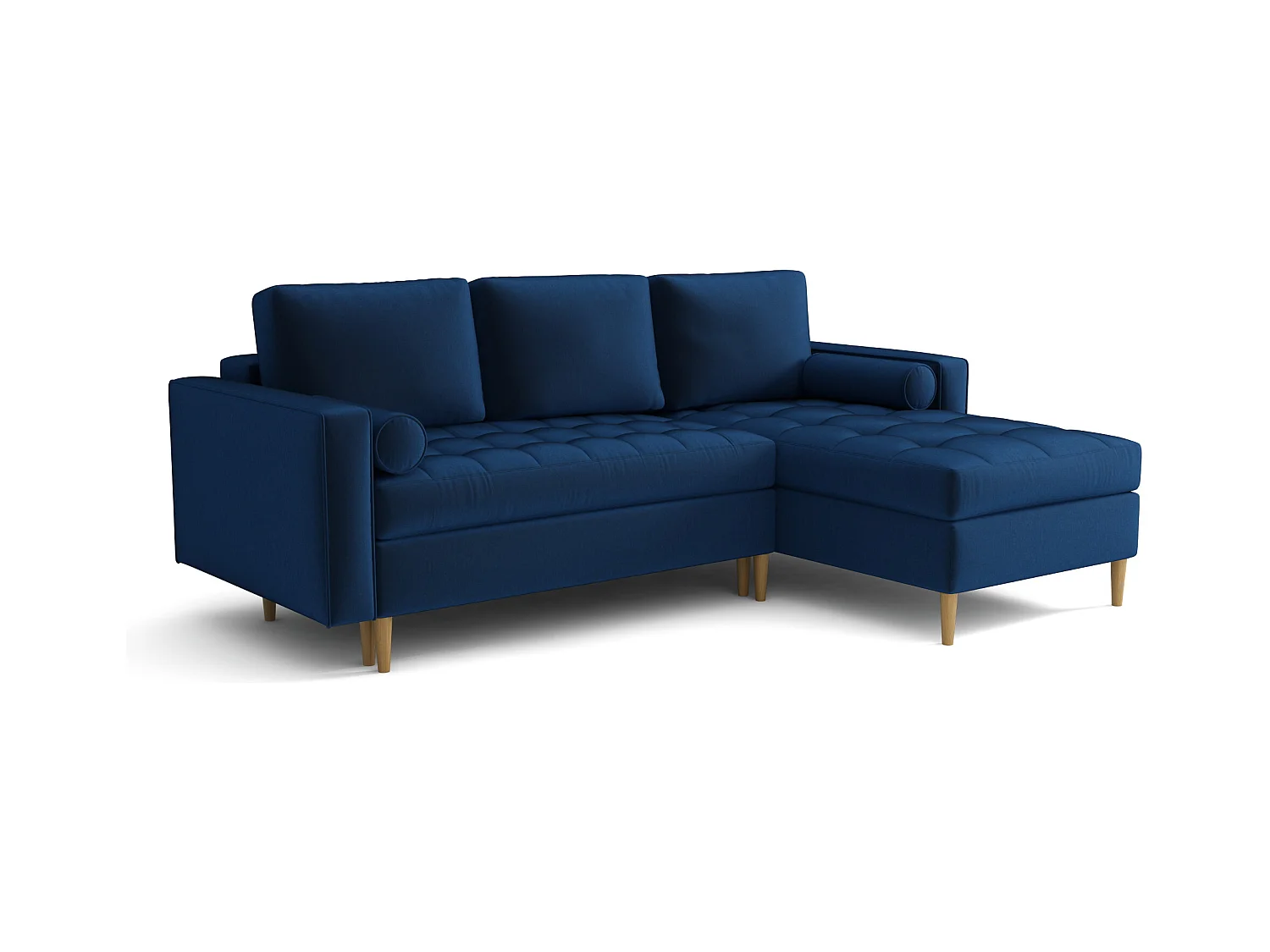 Hoekbank rechts MONZA met slaapfunctie 246x172 cm – marineblauw Monolith 77