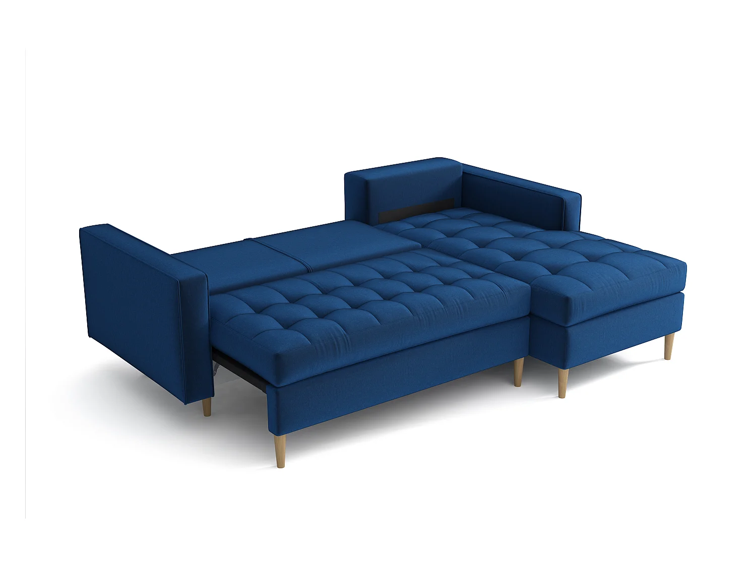 Hoekbank rechts MONZA met slaapfunctie 246x172 cm – marineblauw Monolith 77