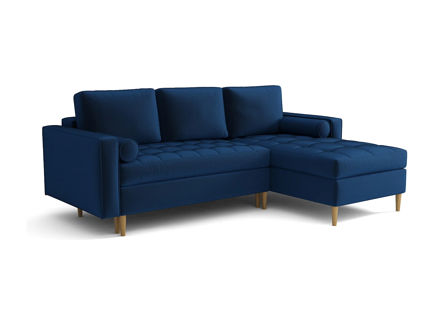 Canapé d’angle droit convertible MONZA 246x172 cm – bleu marine Monolith 77