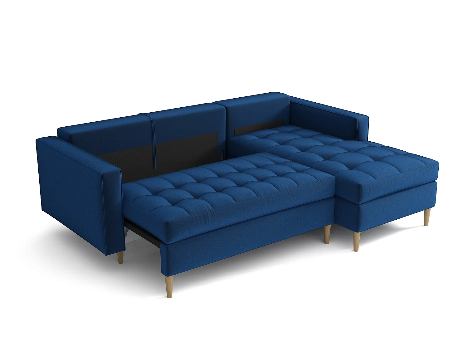 Canapé d’angle droit convertible MONZA 246x172 cm – bleu marine Monolith 77