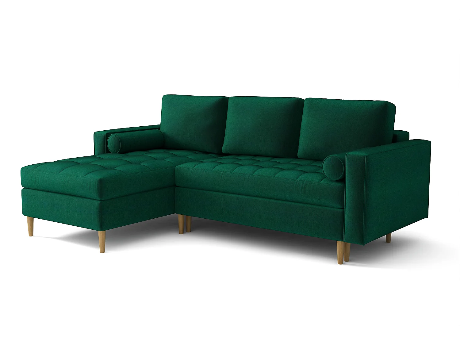 Hoekbank links MONZA met slaapfunctie 246x172 cm –   flessengroen Monolith 37