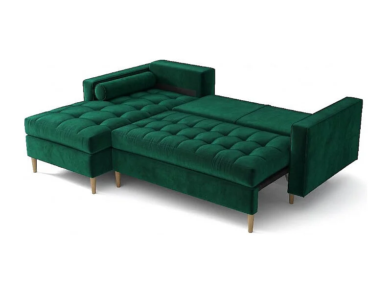 Hoekbank links MONZA met slaapfunctie 246x172 cm –   flessengroen Monolith 37