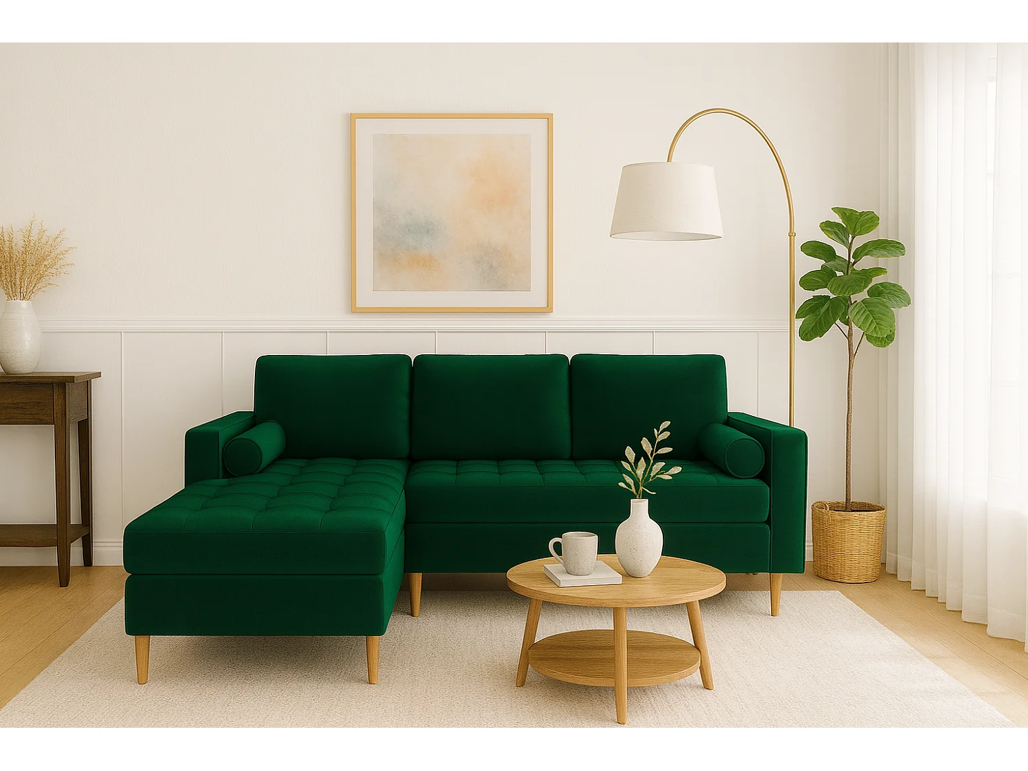 Hoekbank links MONZA met slaapfunctie 246x172 cm –   flessengroen Monolith 37