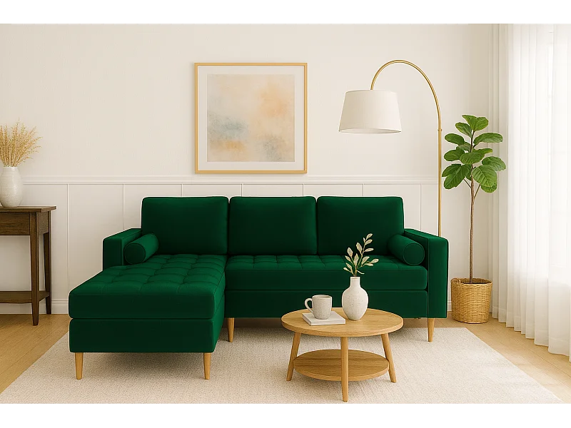 Schlafsofa-Eckcouch links MONZA 246x172 cm – Flaschengrün Monolith 37