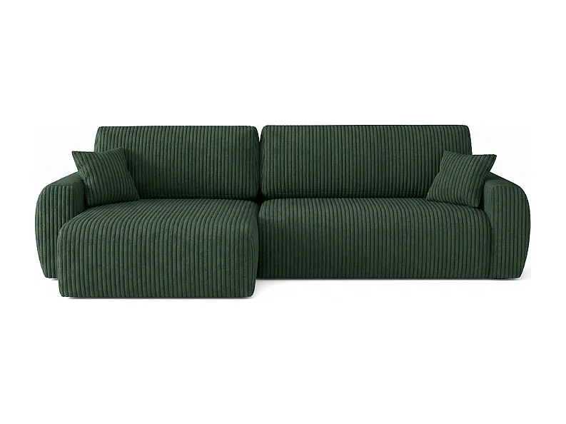 Stylowy narożnik rozkładany lewostronny  ARIEL L 250x142x87 cm w tkaninie Velo 79 butelkowa zieleń