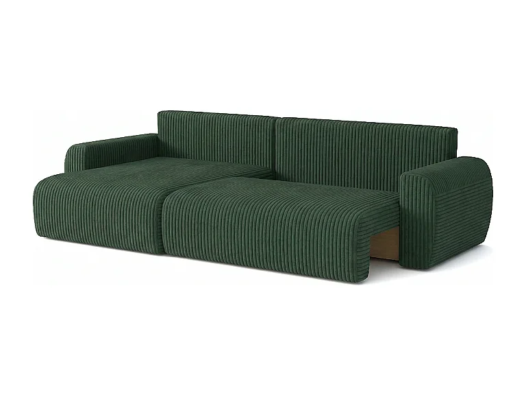 ARIEL L – Canapé d’angle gauche convertible 250x142x87 cm, tissu Velo 79 vert bouteille