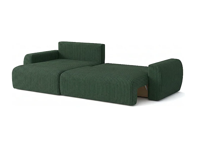 ARIEL L – Canapé d’angle gauche convertible 250x142x87 cm, tissu Velo 79 vert bouteille