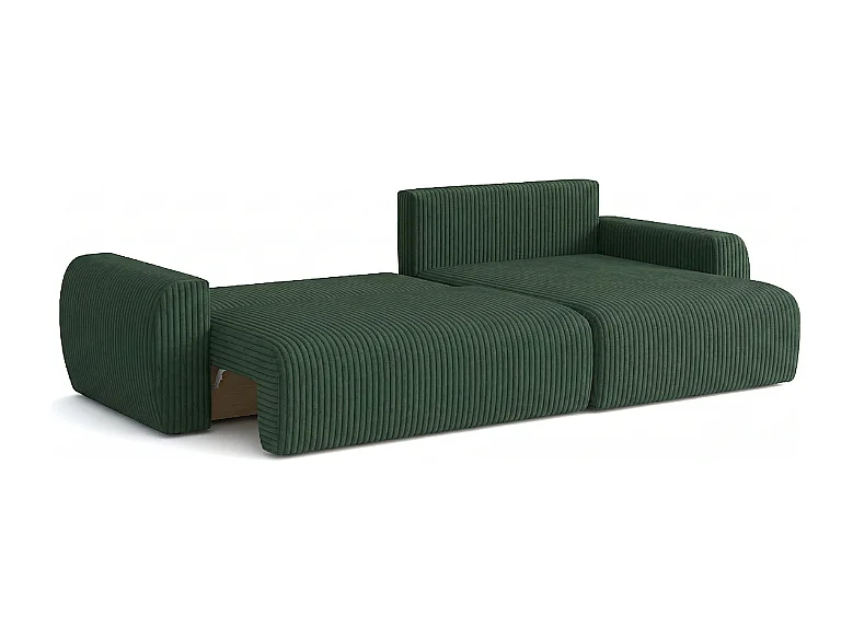 ARIEL L – Canapé d’angle  droit convertible 250x142x87 cm, tissu Velo 79 vert bouteille