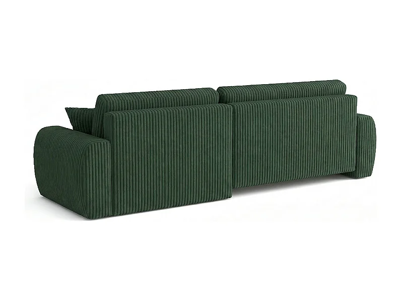 ARIEL L – Canapé d’angle  droit convertible 250x142x87 cm, tissu Velo 79 vert bouteille