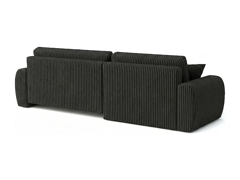 ARIEL L – Canapé d’angle gauche convertible 250x142x87 cm, tissu Velo 19 noir