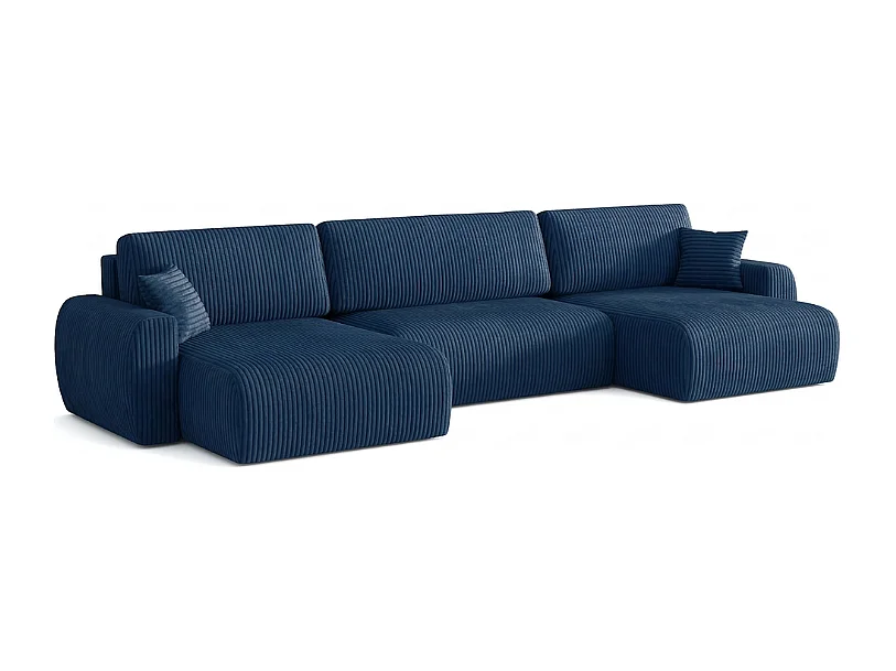 Stylowy narożnik rozkładany  ARIEL U 342x142x87 cm w tkaninie Velo 88 granatowej