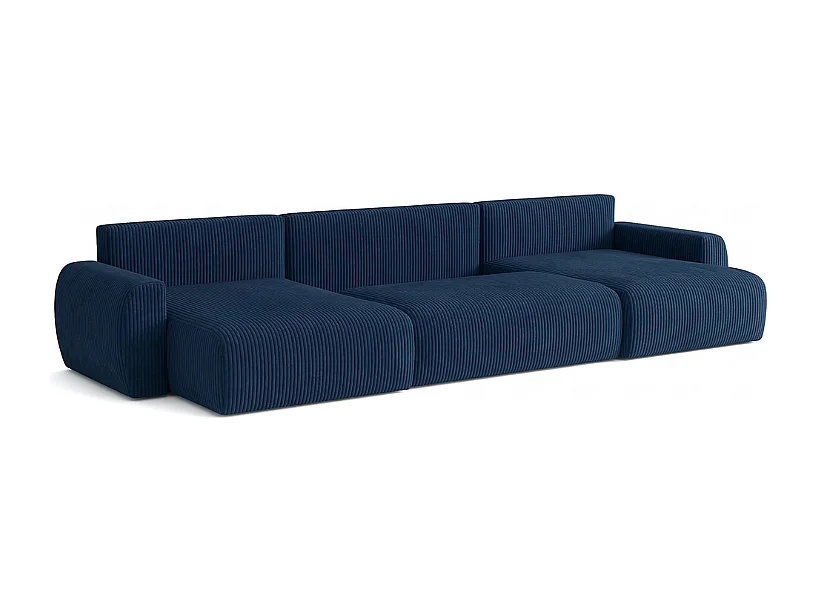 Stylowy narożnik rozkładany  ARIEL U 342x142x87 cm w tkaninie Velo 88 granatowej