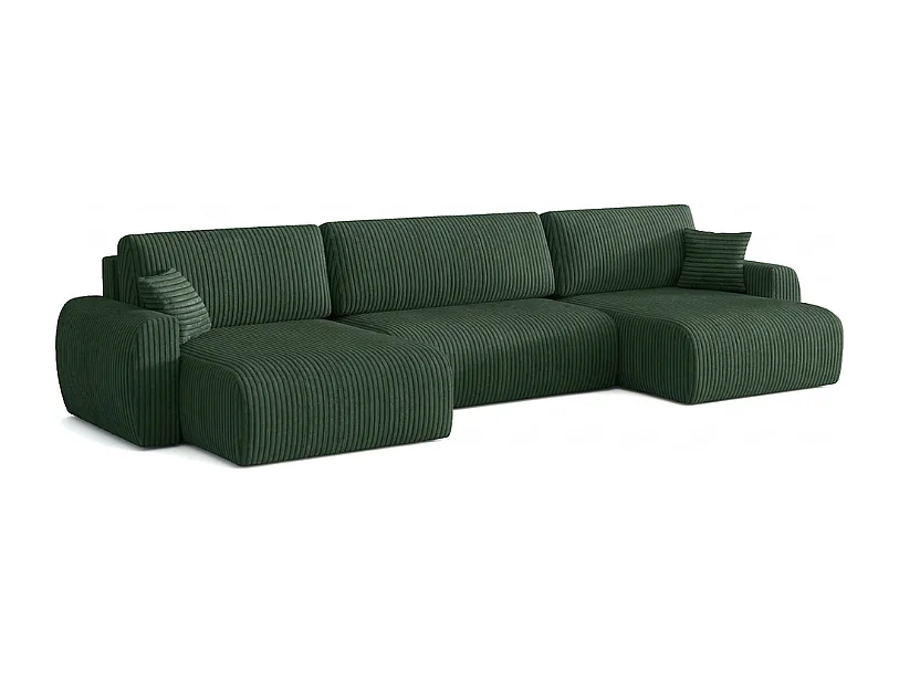 ARIEL U – Hoekbank met slaapfunctie  315x142x87 cm, stof Velo  79 flessengroen