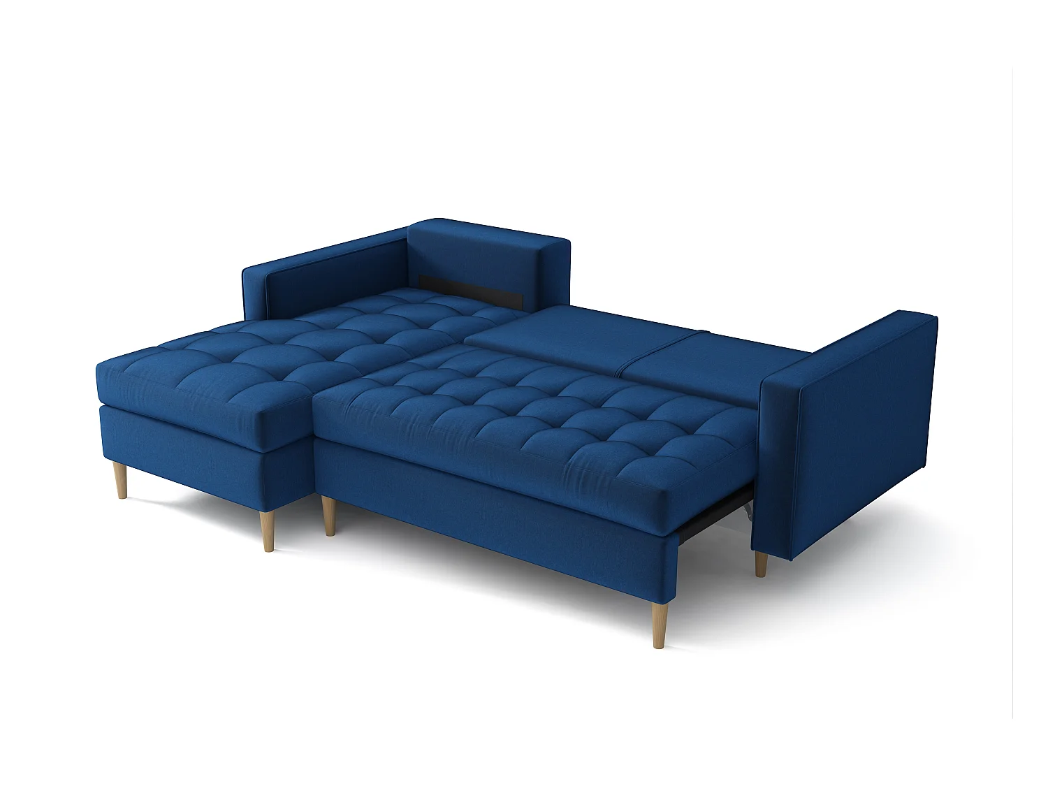 Hoekbank links MONZA met slaapfunctie 246x172 cm – marineblauw Monolith 77