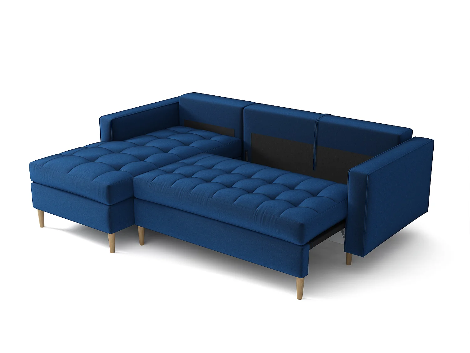 Canapé d’angle gauche convertible MONZA 246x172 cm – bleu marine Monolith 77