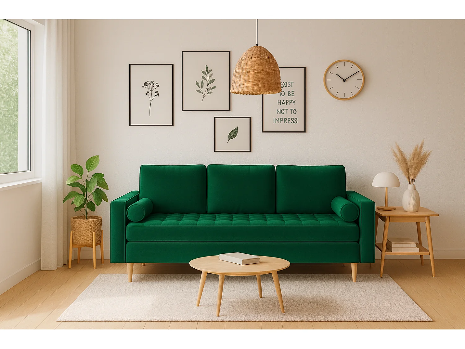 Rozkładana sofa MONZA 225x96x100 cm – butelkowa zieleń Monolith 37