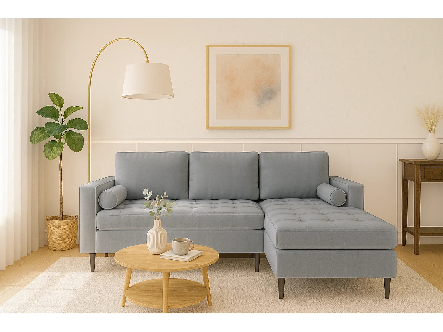 Canapé d’angle droit convertible MONZA 246x172 cm –  gris Monolith 85