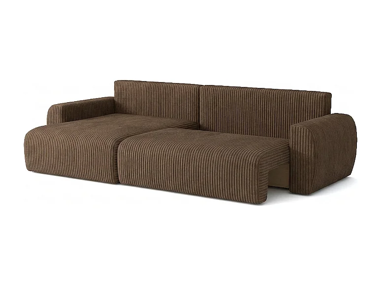 Stylowy narożnik rozkładany lewostronny  ARIEL L 250x142x87 cm w tkaninie Velo 48 brązowej