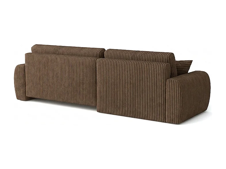 ARIEL L – Canapé d’angle gauche convertible 250x142x87 cm, tissu Velo 48 marron
