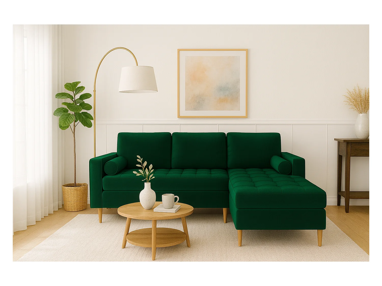 Hoekbank rechts MONZA met slaapfunctie 246x172 cm –   flessengroen Monolith 37