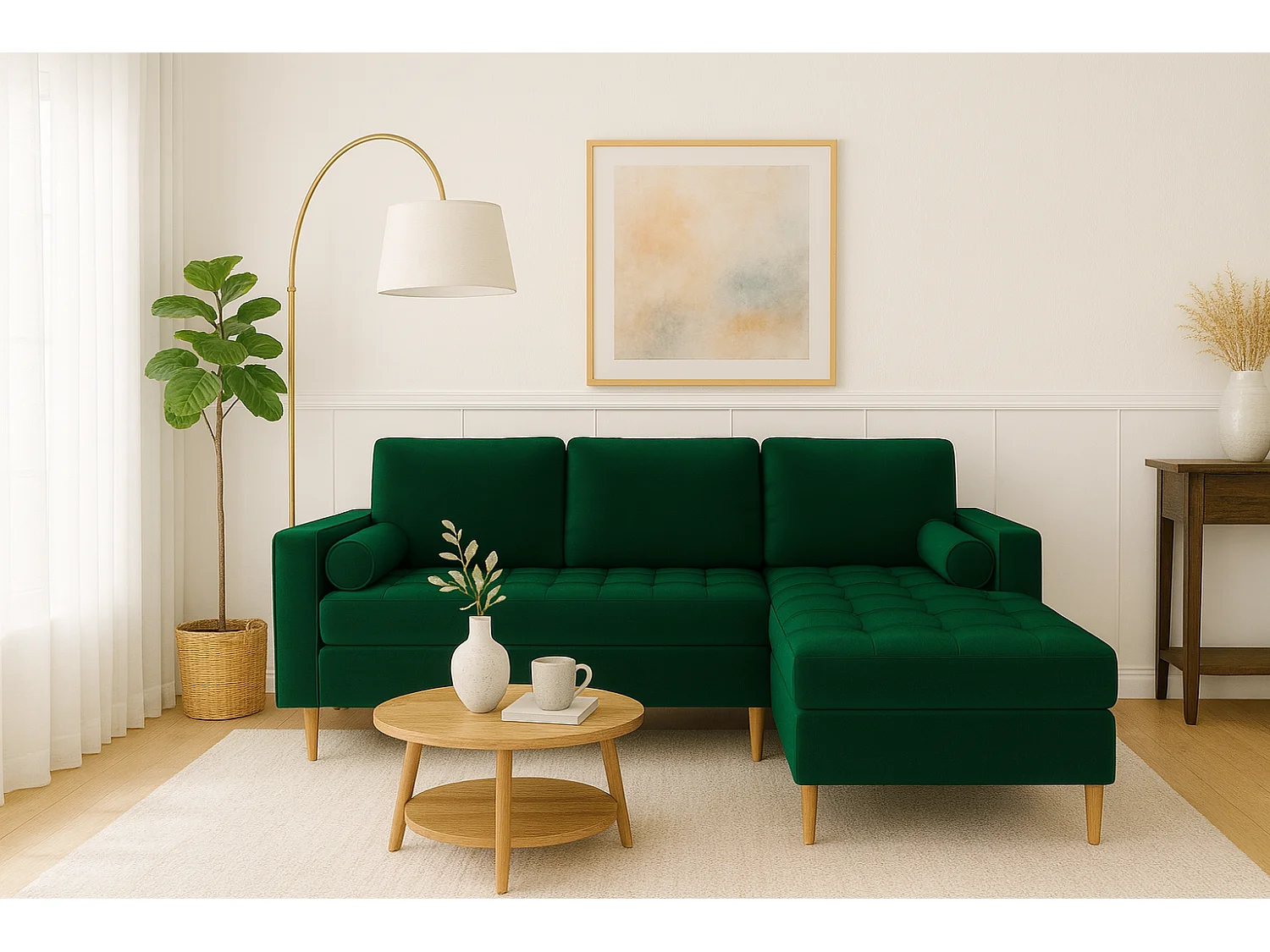 Canapé d’angle droit convertible MONZA 246x172 cm –  vert bouteille  Monolith 37