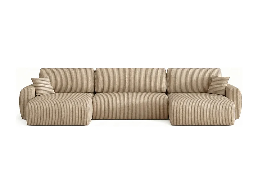 Stylowy narożnik rozkładany  ARIEL U 342x142x87 cm w tkaninie Velo 22 kremowej