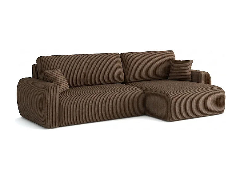 ARIEL L – Ecksofa rechts 250x142x87 cm, Stoff Velo  48 braun, mit Schlaffunktion