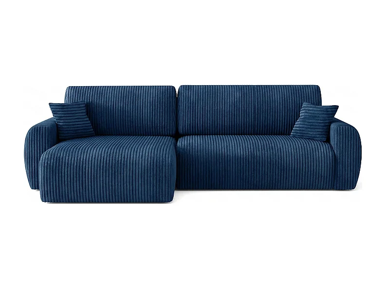 Stylowy narożnik rozkładany lewostronny  ARIEL L 250x142x87 cm w tkaninie Velo 88 granatowej