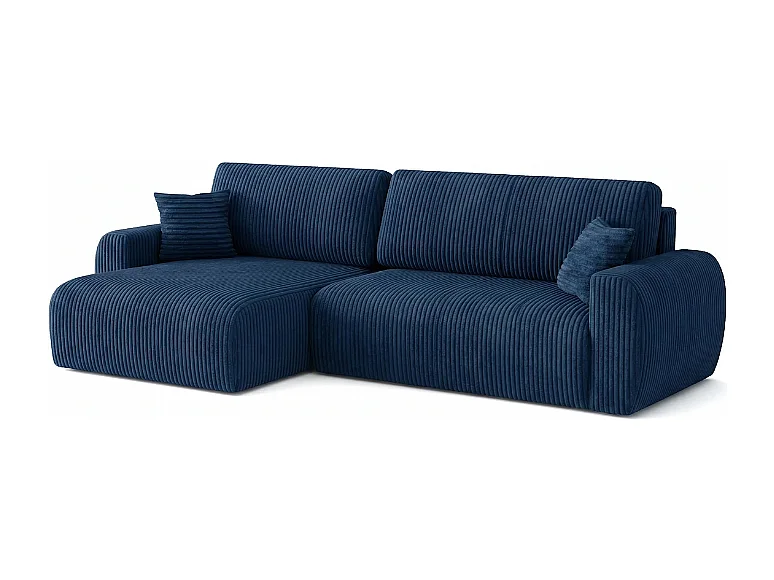 Stylowy narożnik rozkładany lewostronny  ARIEL L 250x142x87 cm w tkaninie Velo 88 granatowej