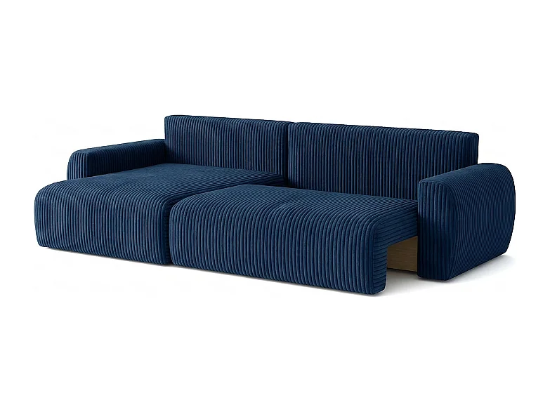 Stylowy narożnik rozkładany lewostronny  ARIEL L 250x142x87 cm w tkaninie Velo 88 granatowej