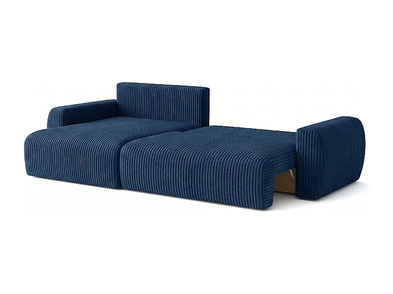 ARIEL L – Canapé d’angle gauche convertible 250x142x87 cm, tissu Velo 88 bleu marine