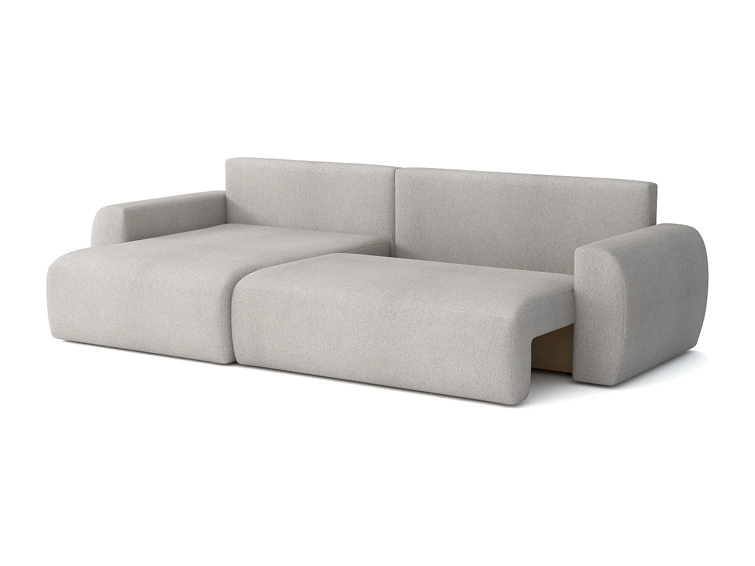 ARIEL L – Canapé d’angle gauche convertible 250x142x87 cm, tissu Velo 22  crème