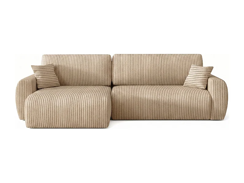 Stylowy narożnik rozkładany lewostronny  ARIEL L 250x142x87 cm w tkaninie Velo 22 kremowej